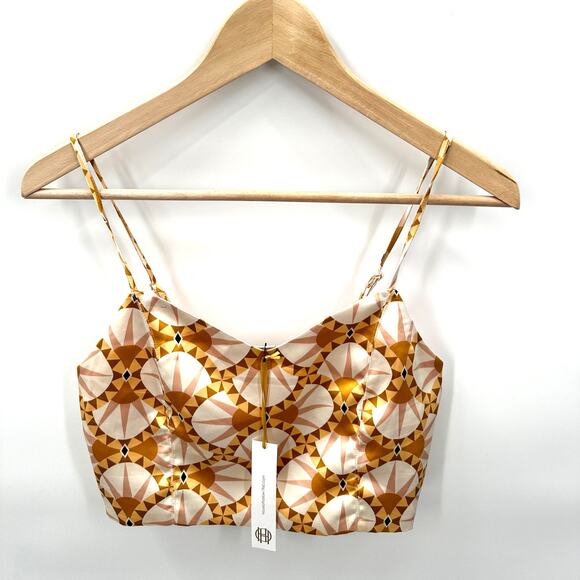HOUSE OF HARLOW 1960's NWT Satin Geometric Crop Blouse // M - Picture 1 of 8